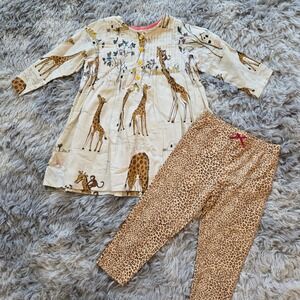 Pink Chicken Giraffe Tunic 12-18m and Leopard Leggings 2Y Set Babygirl Safari